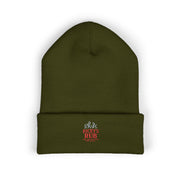 Ricky’s Rub Beanie – Classic Cuffed Winter Hat in olive green featuring stitched logo.