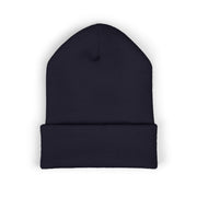 Ricky’s Rub Beanie – Classic Cuffed Winter Hat in blue with logo stitched on the front.