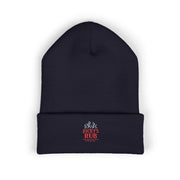 Ricky’s Rub Beanie – Classic Cuffed Winter Hat in blue with logo stitched on the front.