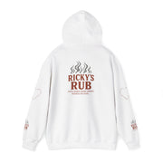 “BBQ Hoodie – unisex grill master sweatshirt with Ricky’s Rub logo”