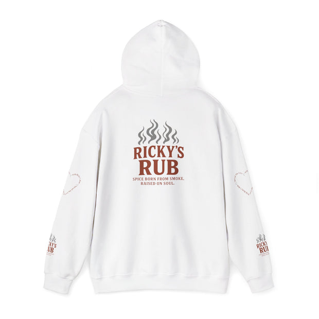 “BBQ Hoodie – unisex grill master sweatshirt with Ricky’s Rub logo”