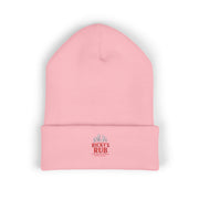 Ricky’s Rub Beanie – Classic Cuffed Winter Hat in blue with logo stitched on the front.