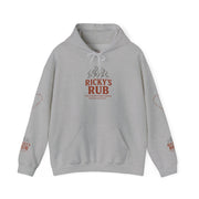 “BBQ Hoodie – unisex grill master sweatshirt with Ricky’s Rub logo”