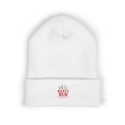 Ricky’s Rub Beanie – Classic Cuffed Winter Hat in white with stitched logo for barbecue lovers.