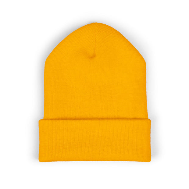 Ricky’s Rub Beanie – Classic Cuffed Winter Hat in blue with logo stitched on the front.
