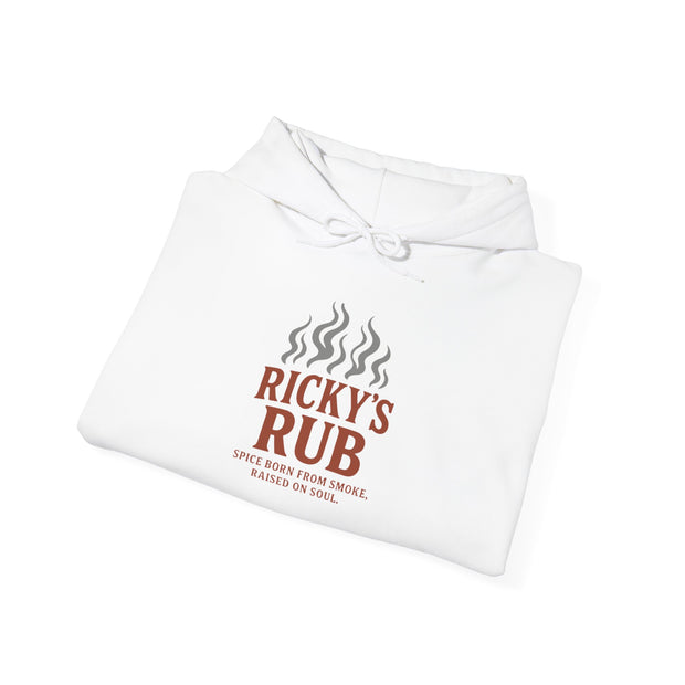 “BBQ Hoodie – unisex grill master sweatshirt with Ricky’s Rub logo”