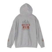 “BBQ Hoodie – unisex grill master sweatshirt with Ricky’s Rub logo”