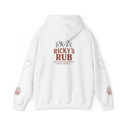 “BBQ Hoodie – unisex grill master sweatshirt with Ricky’s Rub logo”