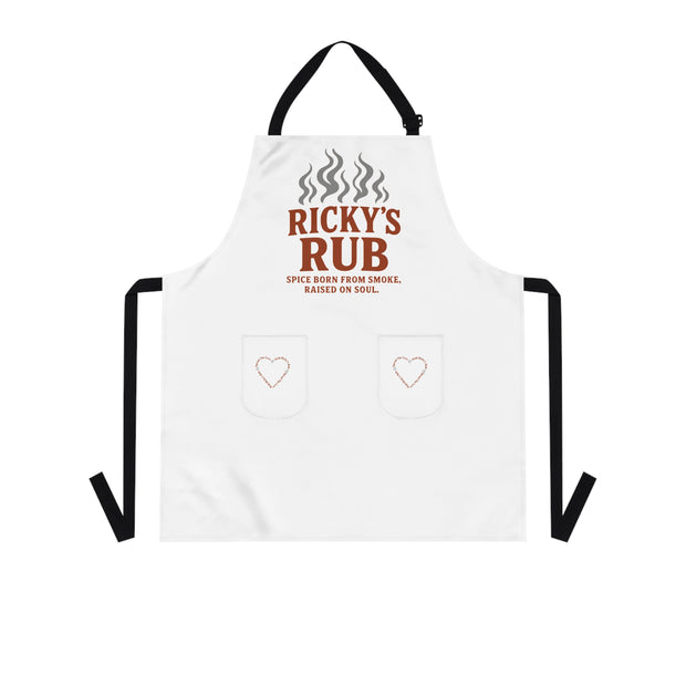 “BBQ Cooking Apron – chef’s apron with pockets featuring Spread the Love with Ricky’s Rub design”