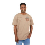 “BBQ Oversized T-Shirt for Men – acid-wash grill lover tee with Ricky’s Rub logo”