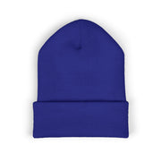 Ricky’s Rub Beanie – Classic Cuffed Winter Hat in blue with logo stitched on the front.