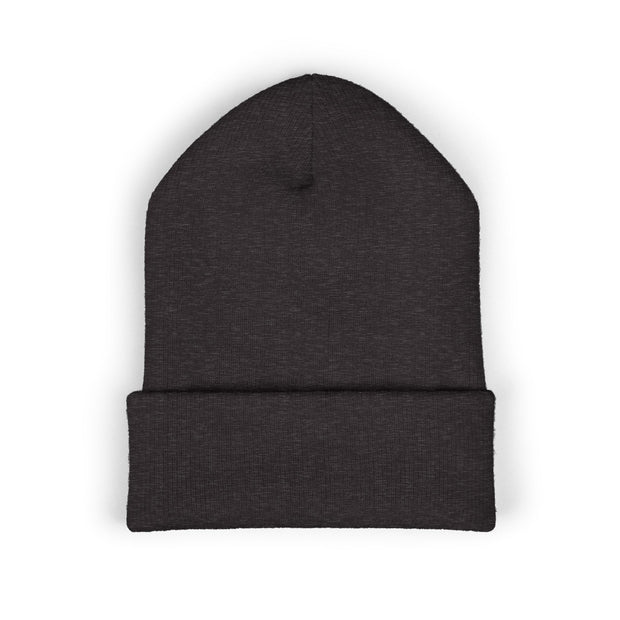 Ricky’s Rub Beanie – Classic Cuffed Winter Hat in blue with logo stitched on the front.