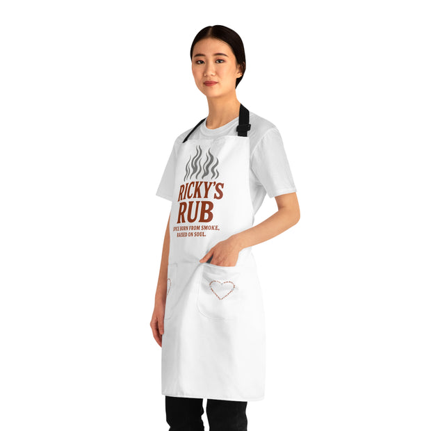 “BBQ Cooking Apron – chef’s apron with pockets featuring Spread the Love with Ricky’s Rub design”