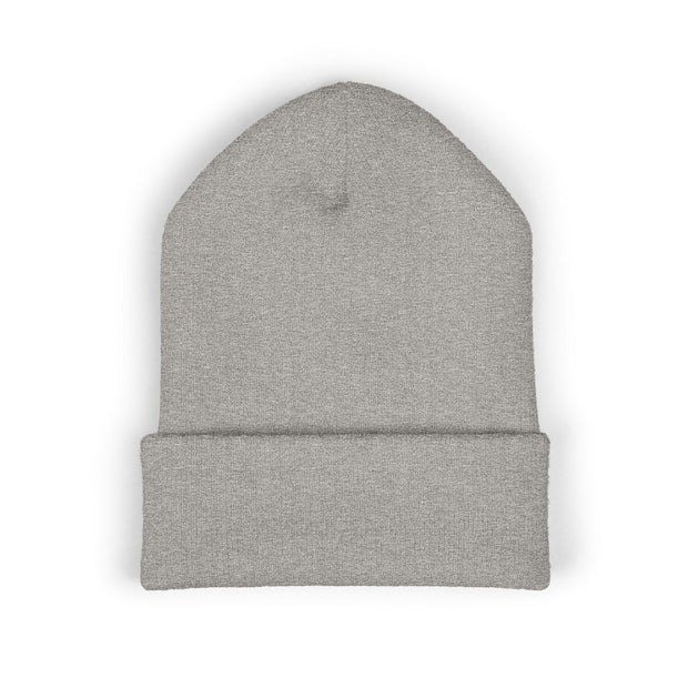 Ricky’s Rub Beanie – Classic Cuffed Winter Hat in blue with logo stitched on the front.